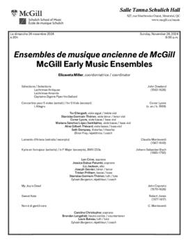 McGill Early Music Ensembles, 24 November 2024