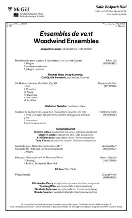Woodwind Ensembles, 13 April 2023