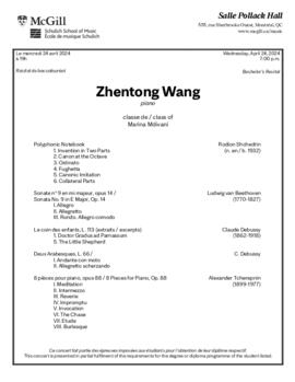 Zhentong Wang, piano