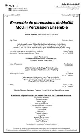 McGill Percussion Ensemble, 22 March 2023