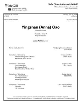 Yingshan (Anna) Gao, mezzo-soprano