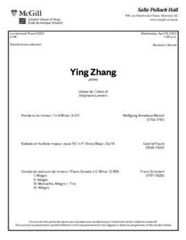 Ying Zhang, piano