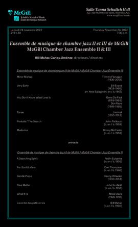 McGill Chamber Jazz Ensemble II & III, 24 November 2022