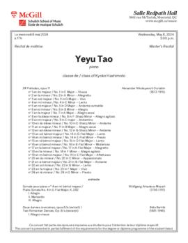 Yeyu Tao, piano