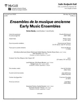 Early Music Ensembles, 3 April 2023