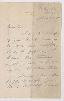 Letter, 18 November 1886