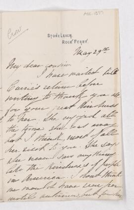 Letter, 29 May