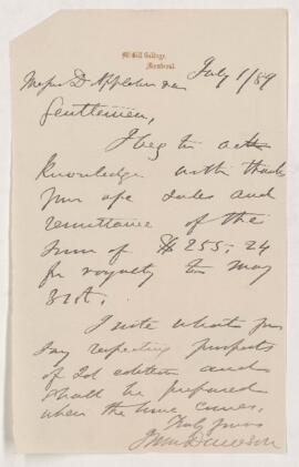 Letter, 1 July 1889