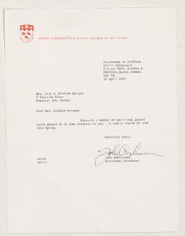 Letter, 26 April 1974