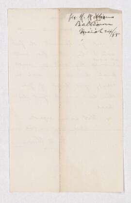 Letter from Geo. H. Williams to B.J. Harrington, written from Baltimore.