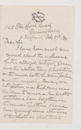 Letter, 27 February 1880