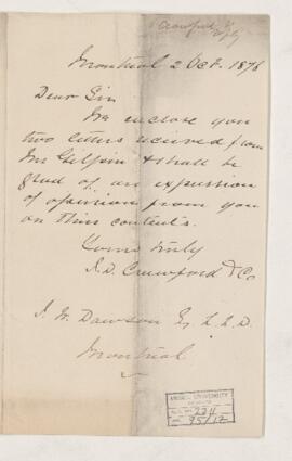Letter, 2 October 1876