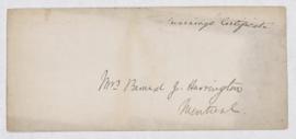 Marriage Certificate, B. J. Harrington and Anna Dawson