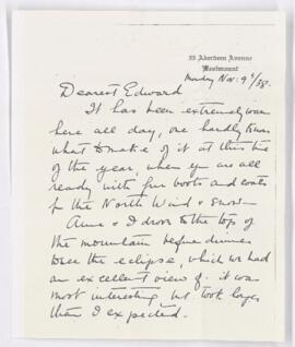 Letter, 9 November 1938