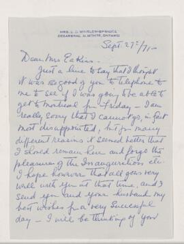 Letter, 27 September 1971