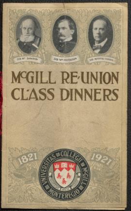 McGill re-union class dinners, 1821-1921