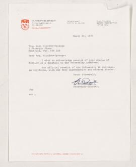 Letter, 29 March 1976