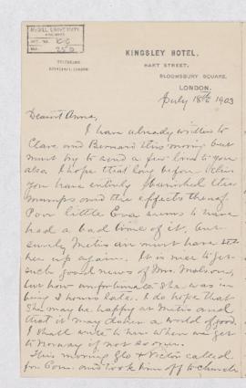 Letter, 18 July 1903