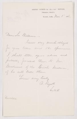 Letter, 5 November 1886