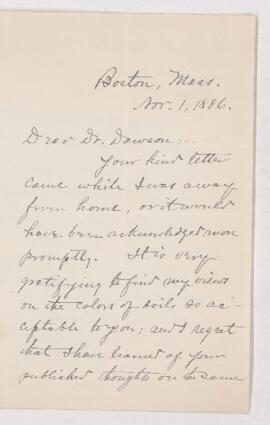 Letter, 1 November 1886