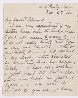 Letter, 27 November 1923