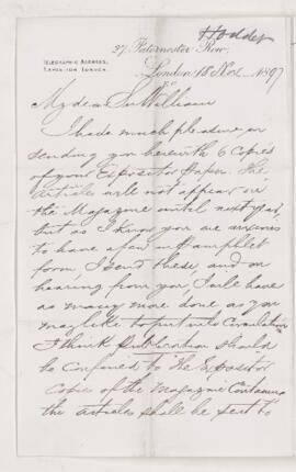 Letter, 18 November 1897