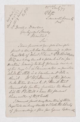 Letter from R.L. Sherrate to Dr. Dawson, written from Perth, Ont. Letter contains congratulations.