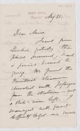 Letter, approximately 1869
