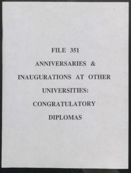 Anniversaries & Inaugurations at other Universities : congratulatory diplomas