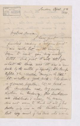 Letter, 3 April 1870