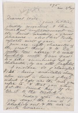 Letter, 4 November 1909