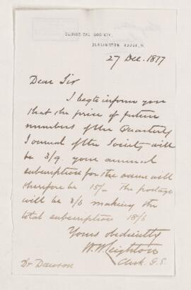 Letter, 27 December 1877