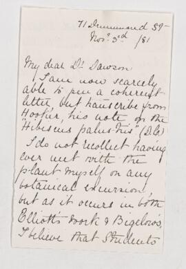 Letter, 3 November 1881