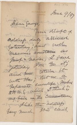Letter, 9 June 1897
