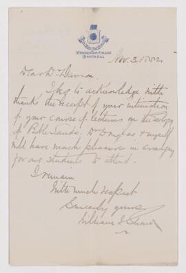 Letter, 3 November 1882