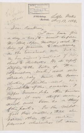 Letter, 17 August 1884