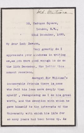 Letter, 22 December 1899
