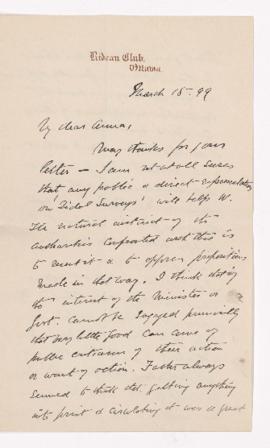 Letter, 15 March 1899