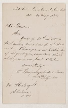 Letter, 30 May 1870