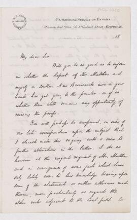 Letter from Professor Bailey relating to alterations in Geological Survey of Canada reports.