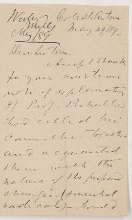 Letter, 29 May 1889