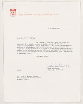 Letter, 10 September 1973