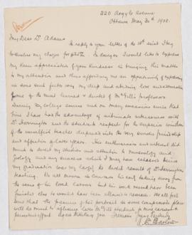 Letter to F. D. Adams, 30 May 1908