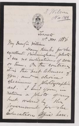Letter, 11 November 1886