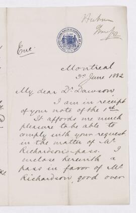 Letter, 3 June 1882