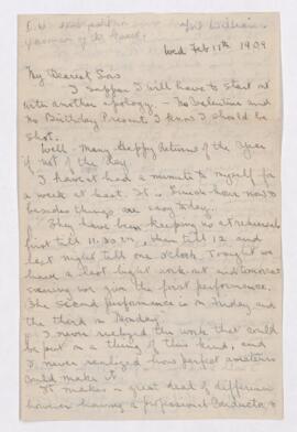 Letter, 17 February 1909