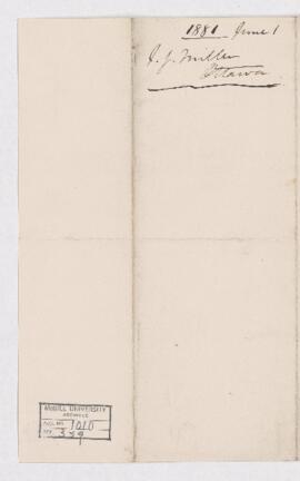 Letter from John G. Miller to B.J. Harrington, written from Ottawa.