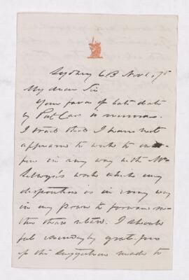 Letter, 1 November 1875