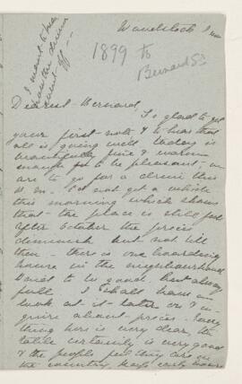 Letter, September 1899