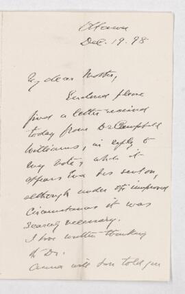 Letter, 19 December 1898